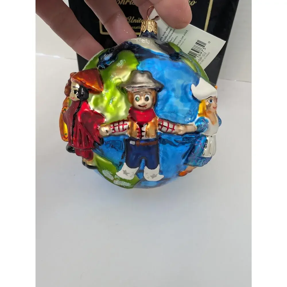 Christopher Radko United We Stand 1999 World Globe Children Glass Ornament